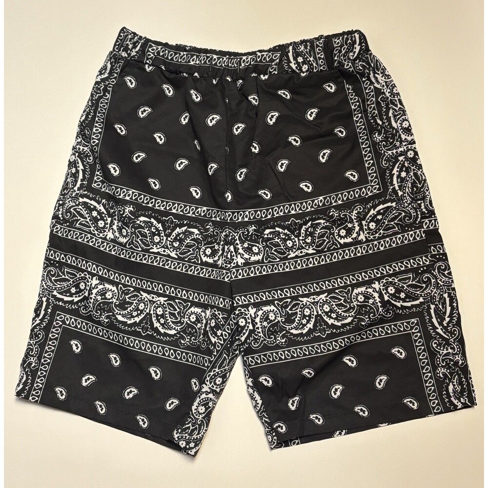 Men's Boho Paisley Drawstring Essentials Summer Bandana Shorts Pocket Sz Medium